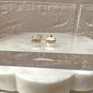 Cute Small Satin Gold Crab Stud Earrings | 14k Gold Plated Sterling Silver